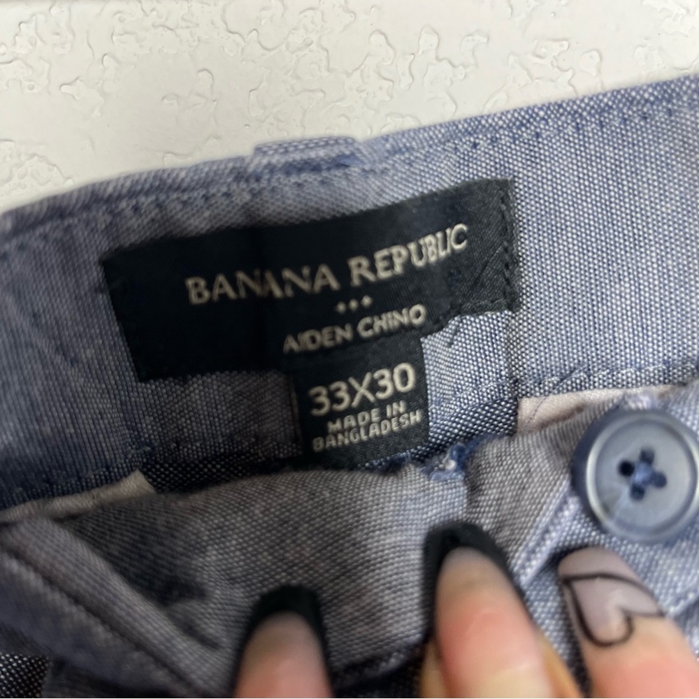 Banana Republic Men Pants 33x30 Aden Chino Blue Cross Dye Linen Cotton - Picture 4 of 9